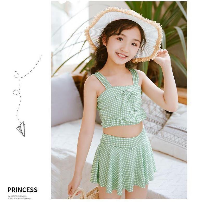 Bikini Renang Anak Perempuan 4-10 Tahun Hijau