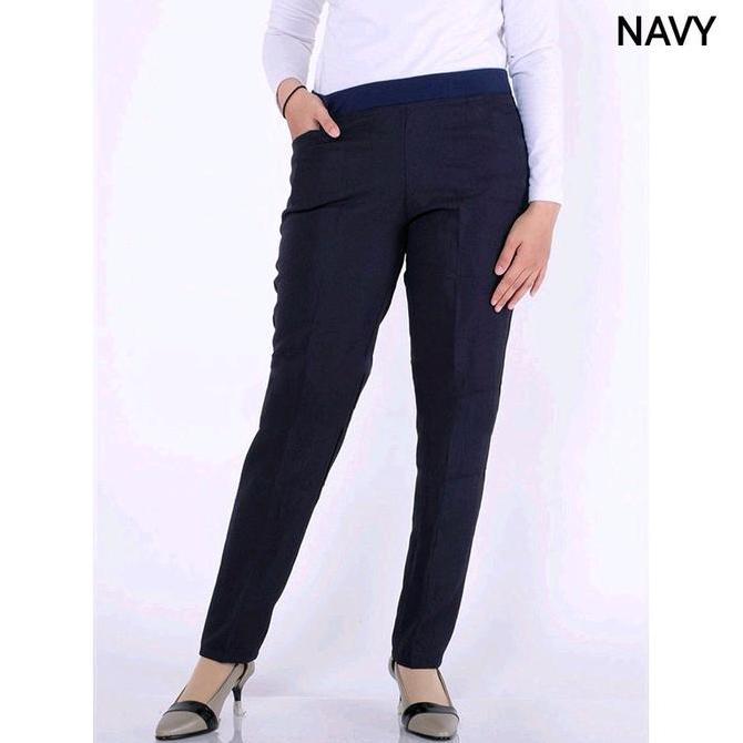 Disc Celana Kerja Wanita Kantor Up Pinggang Karet High Waist Standar Dan Jumbo Size M-7L - Kulot, Pa