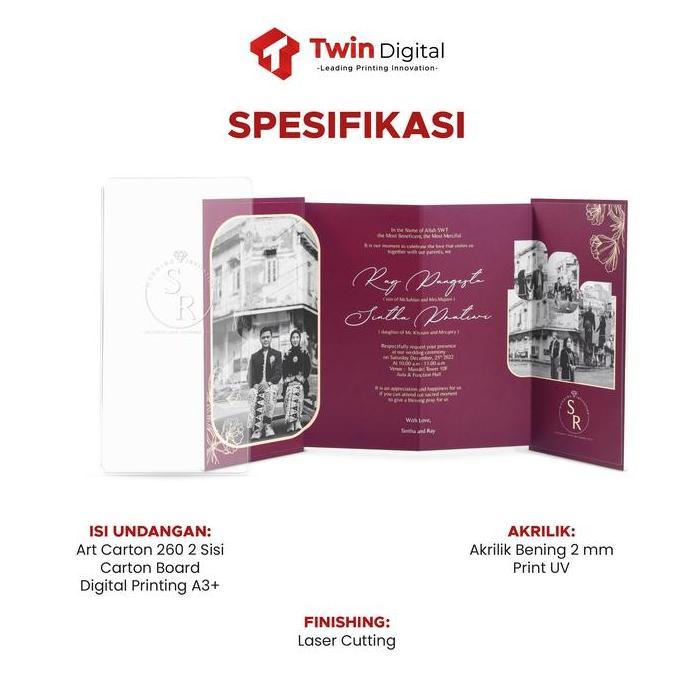 Ready Custom Undangan Pernikahan Hardcover-Wedding Invitation Amplop Akrilik