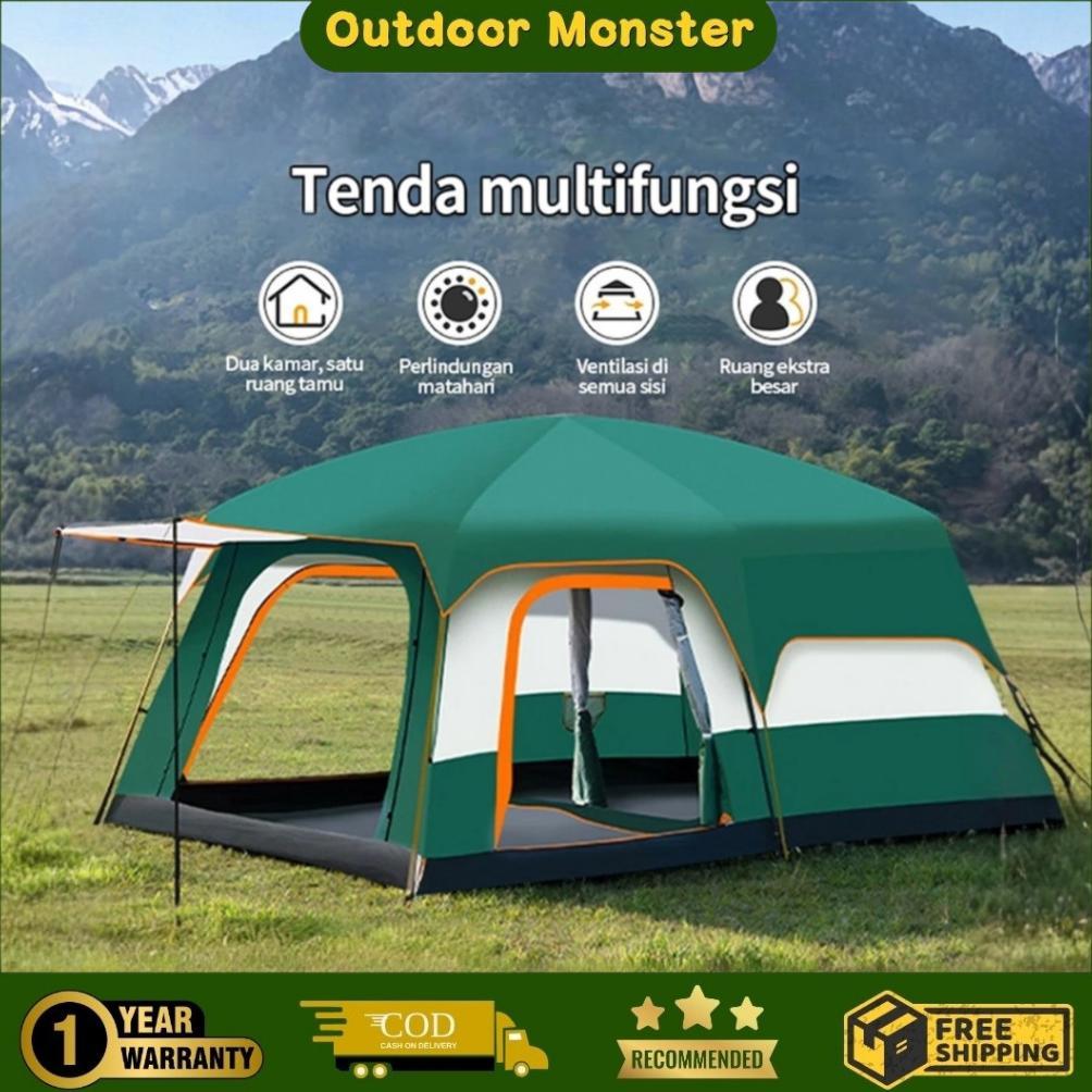 Outdoor Monster (Garansi 1 Tahun) 8-12 Orang Tenda Camping Tahan Air Dan Angin - Tenda Besar Keluarg