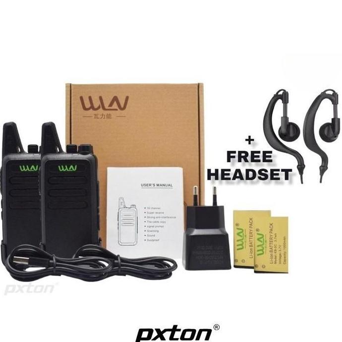 Sepasang HT WLN KD - C1 HT UHF Free Handsfree Lengkap KDC1 WLAN ORIGIN