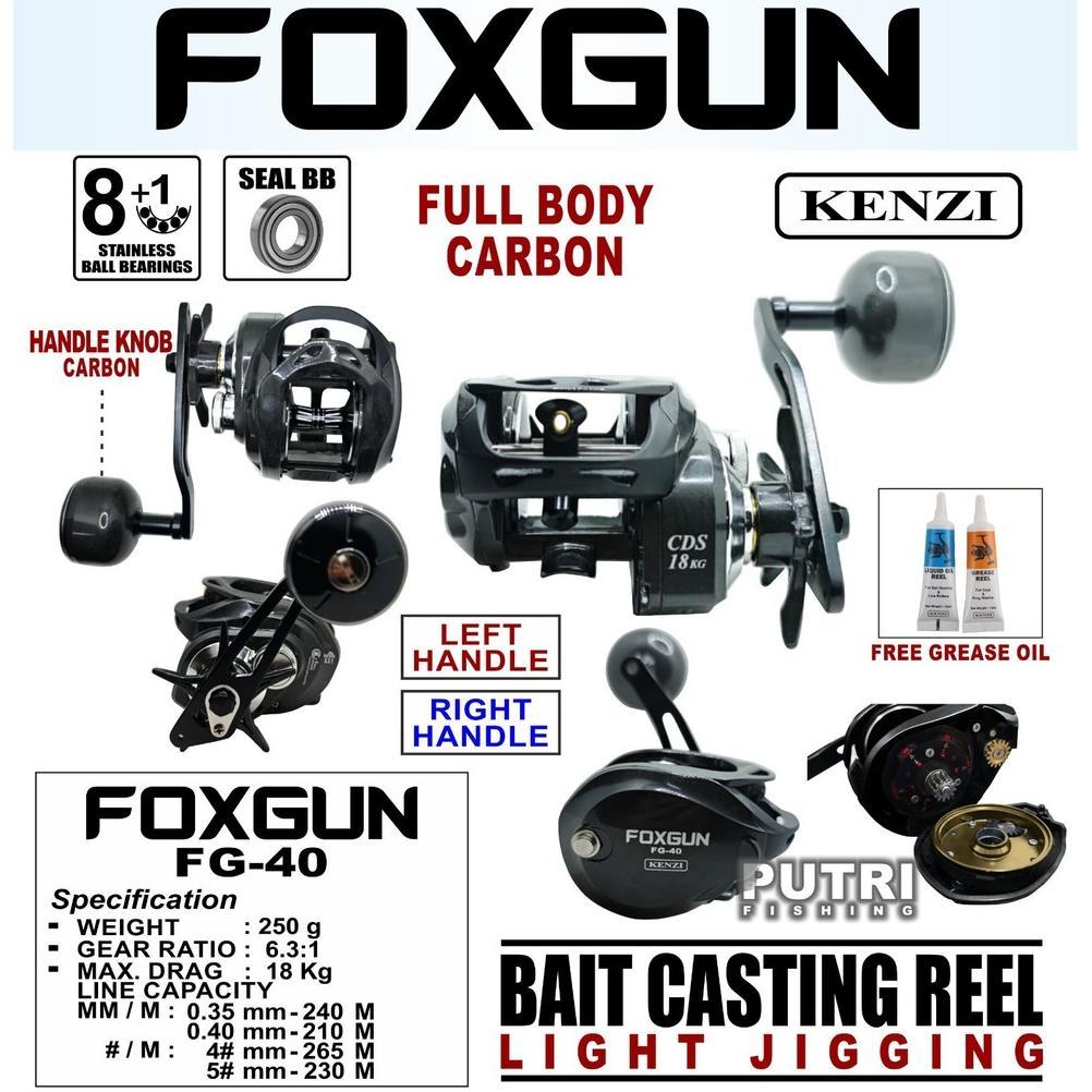 CUCI GUDANG REEL KENZI FOXGUN FG-40 Baitcasting FULL CARBON Drag 18KG | Reel Pancing Laut Kuat Ringa