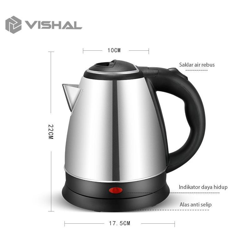 Discount VISHAL Teko listrik  Pemanas Air /Kettle Electric Stainless Pembuat Kopi Teh VS-1801