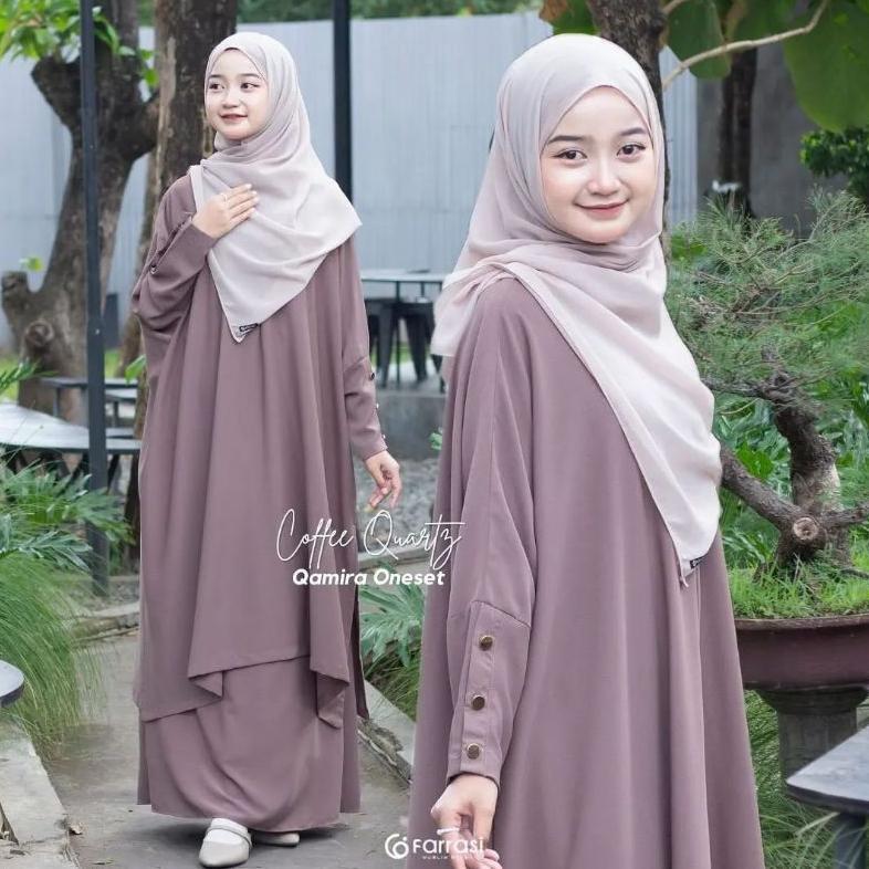 Viral  Qamira One Set Rok Anak Umur 7-15 Tahun Setelan Tunik Abaya Model Batwing Setelan Rok Tunik L