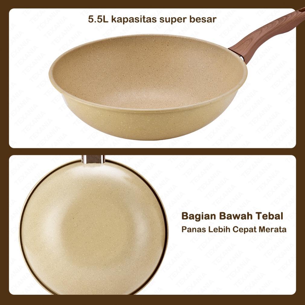 TERMURAH TEXANIA Wajan Keramik 30cm Wajan Anti Lengket Warna Cream Kitchenware