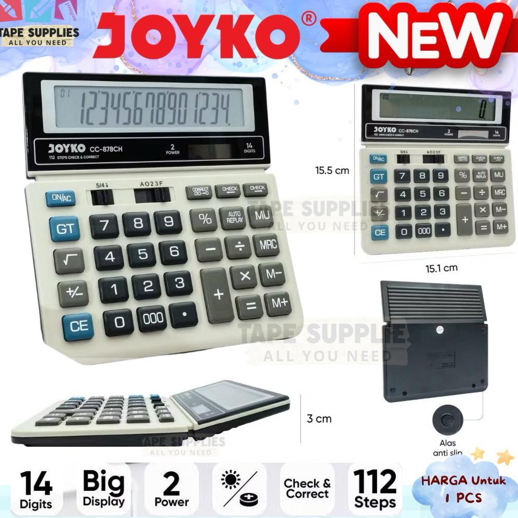 JOYKO CC-878CH Kalkulator 14 Digit Big Display | 112 Steps Check & Correct | Dual Power | Auto Repla