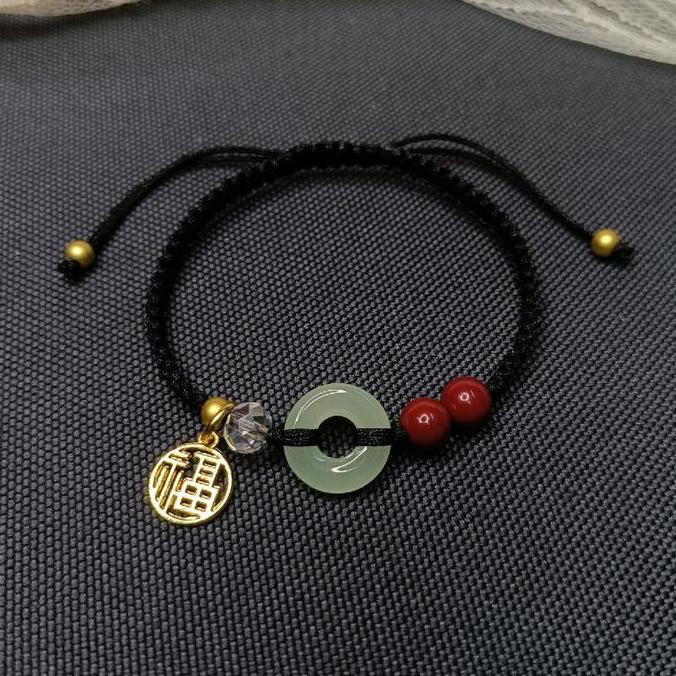 REBEKA.TOKO - GELANG SIMPUL CHARMED PIXIU MAROON GIOK DONAT MANIK PASIR MERAH TAHAN AIR TIDAK LUNTUR