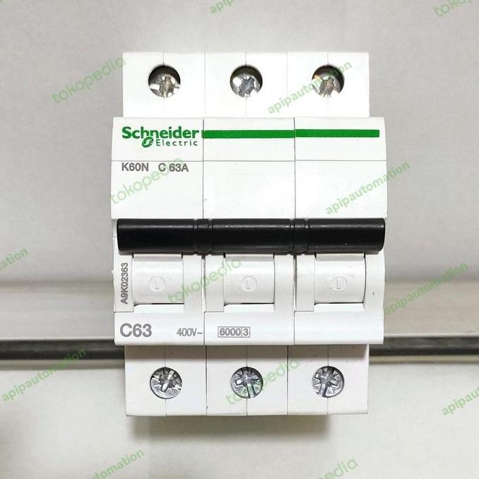 Terbaru (1) MCB 3PHASE 63A SCHNEIDER K60N C 63A ORIGINAL  SCHNEIDER apipe32 Berkualitas