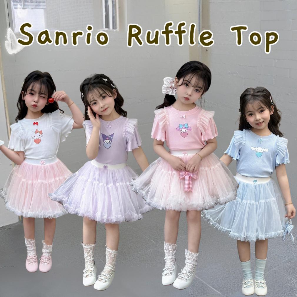 Sanrio Ruffle Top / Baju Tencel Anak Perempuan / Baju Modal Tencel Anak / Baju Santai Anak