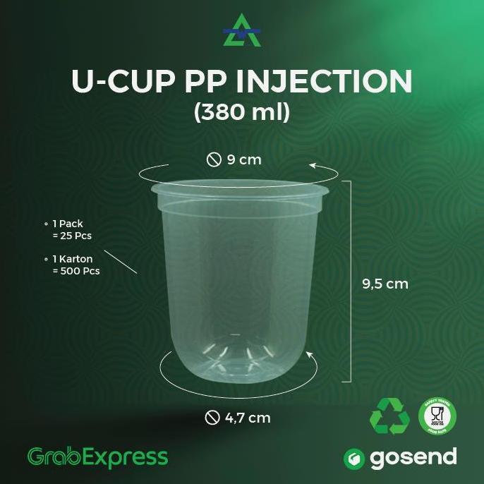 500PCS - CUP INJECTION 12Oz / Cup Injection 12Oz/ Gelas 380ml - WINGOH DS