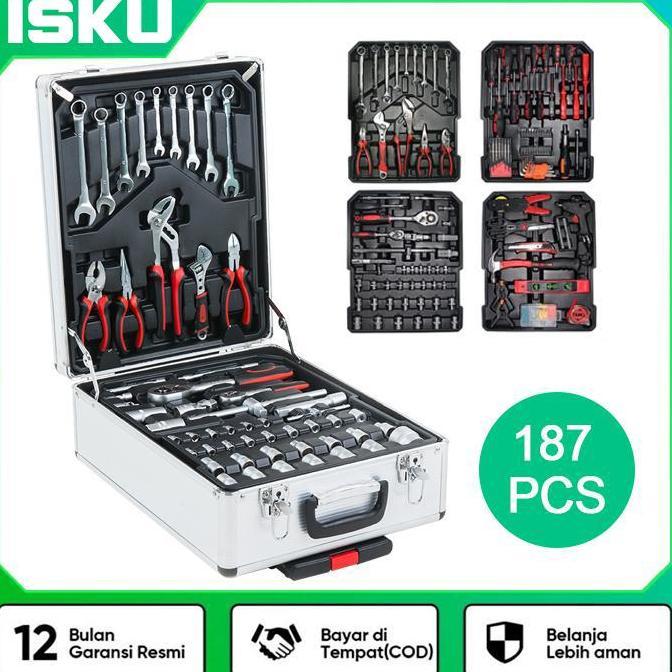 Terlaris Isku Toolset Toolkit Toolbox & Tool Set Tool Kit & 187Pcs