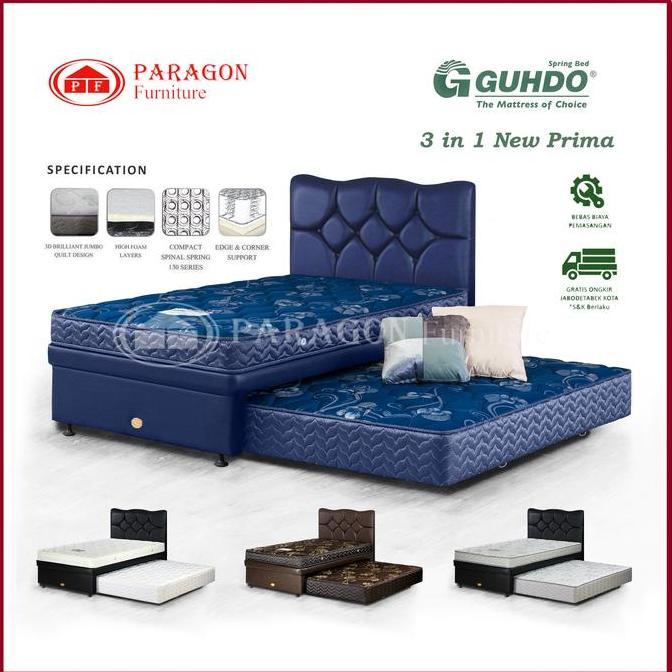VIRALL GUHDO SPRING BED 3IN1 NEW PRIMA 90 100 120 140 160 180X200 HB LAVELA SET - KASUR SPRINGBED SO
