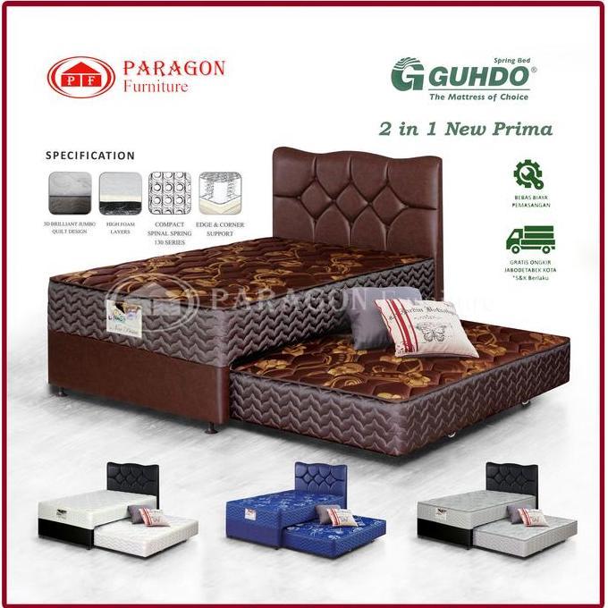 // GUHDO SPRING BED 2IN1 NEW PRIMA 90 100 120 140 160 180X200 HB LAVELA SET - KASUR SPRINGBED SORONG