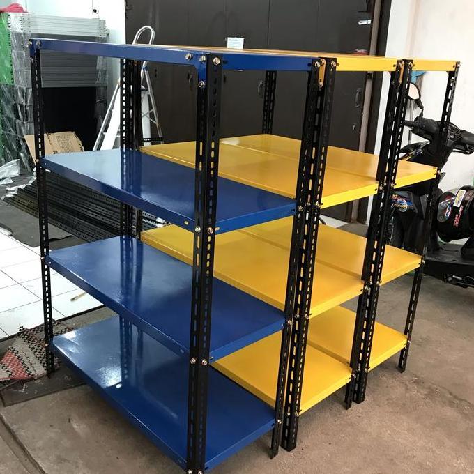 Rak gudang | Rak barang | Rak besi siku lubang uk. 30x100xt150 4 susun