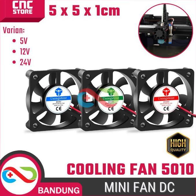 SPORTOV Mini Fan DC Brushless 5010 5V 12V 24V RAM Cover Fan Kipas Pendingin Elektronik 5x5x1CM / 5CM