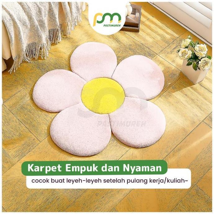 PASTIMUREH | Karpet Bunga Aesthetic / Karpet Lantai Kamar  Bunga / Karpet Mini Bunga Estetik / Karpe