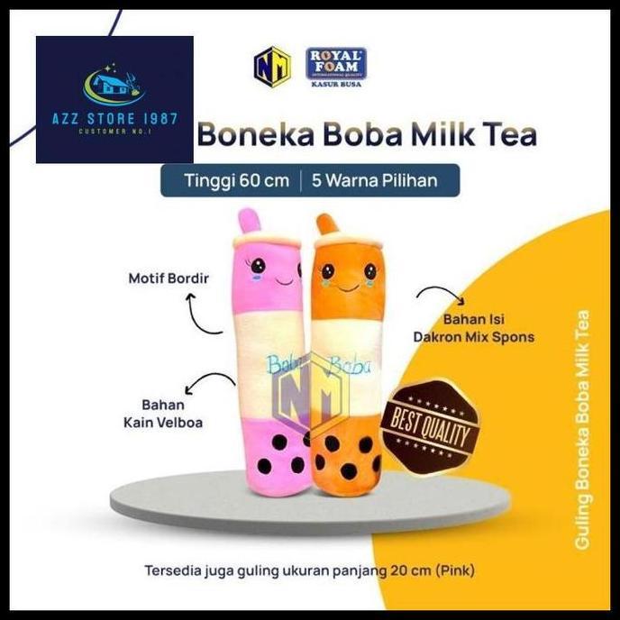 Guling Boneka Boba Milk Tea Kain Halus Tinggi 60cm Guling Boba