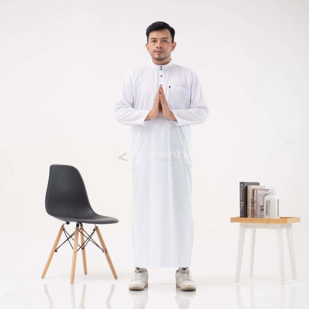 termurah elhamra - jubah slimfit dewasa gamis pria kancing sultan bahan toyobo m33b