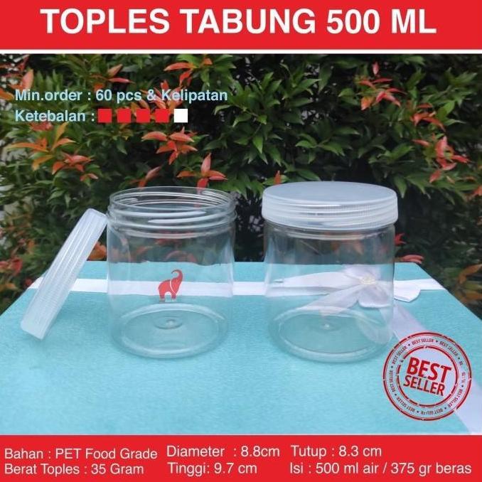 Toples Plastik 500 ml - Toples Tabung 500 ml - Toples Kue Snack