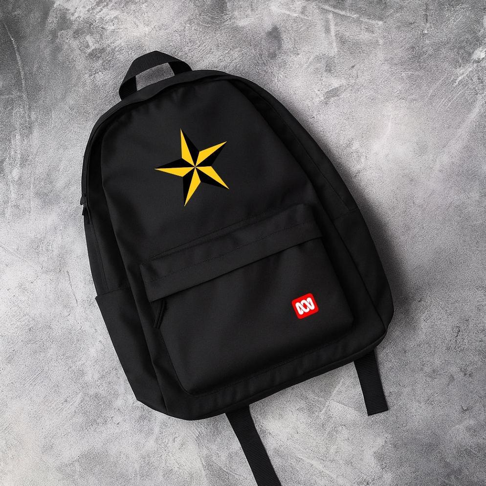 PREMIUM TAS RANSEL COWOK PELAJAR SEKOLAH SD SMP SMA MOTIF BINTANG BLACK METAL BACKPACK FASHION ANAK