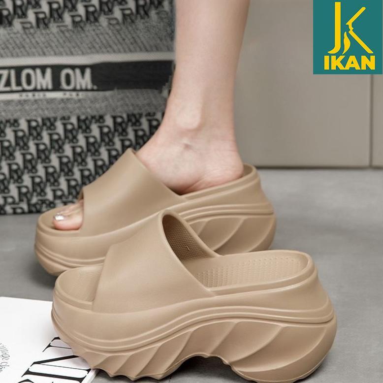 IKAN Sandal Wanita Mode Tinggi 8cm Sandal Wanita Elegan Karet Sepatu Sandal Wanita Sandal Wanita