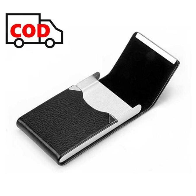 Kotak Bungkus Tempat Rokok Stainless Steel Cover Kulit Sintetis Elegan