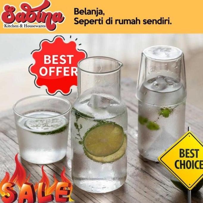 MVRN Gelas Cangkir Kaca Teh Kopi Unik Koleksi Antik Model Botol-Tutup 2 in1