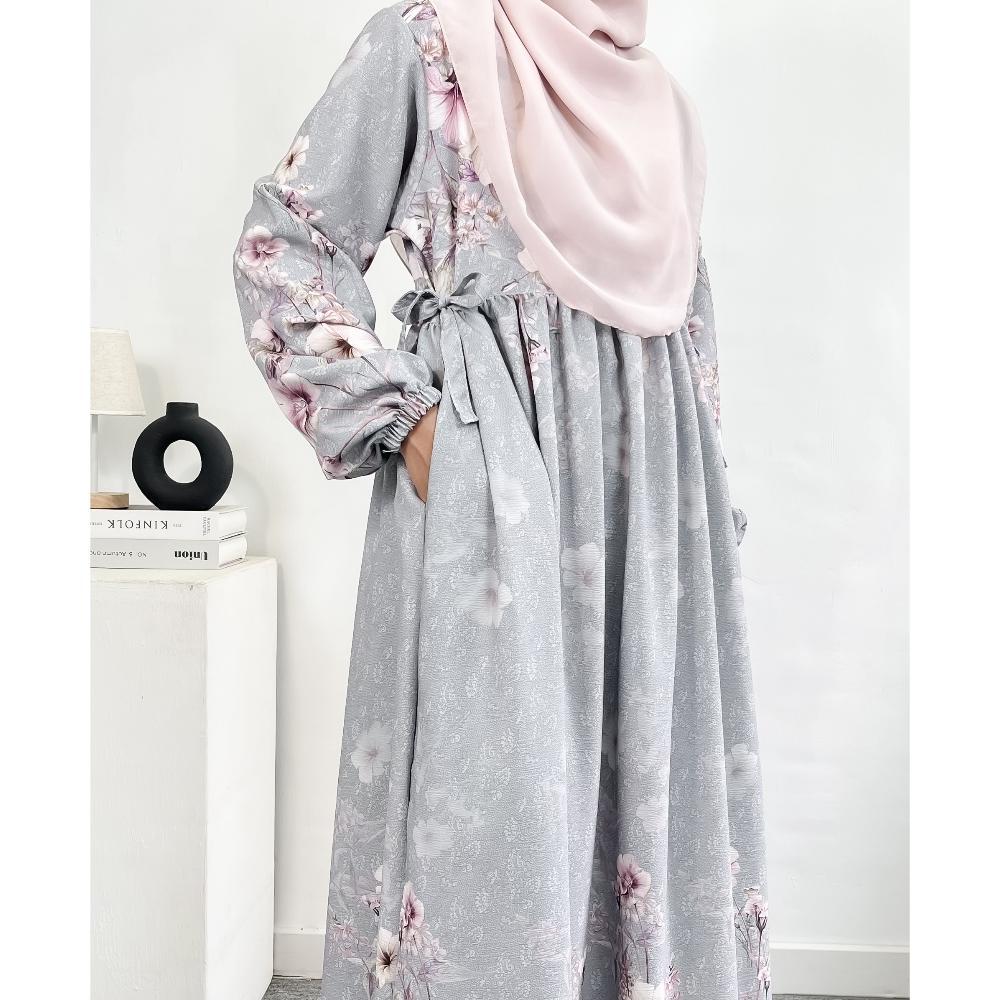 Favorit Haura Baju Gamis Muslim Couple Ibu Dan Anak Motif Bunga Cocok Untuk Lebaran