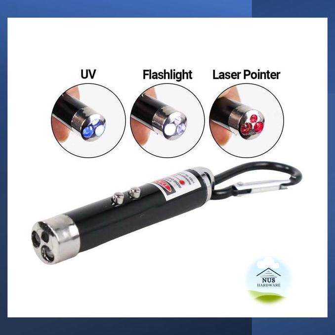 KAMLAN Alat Bantu Presentasi 3 in 1 Red Laser Pointer Flashlight & UV
