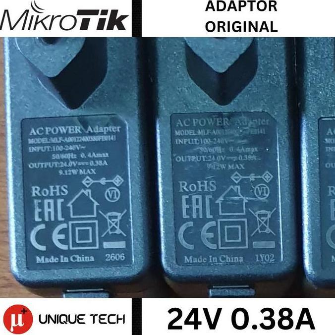 POWER ADAPTOR MIKROTIK 24V 0.38A 0.8A 1.2A ORIGINAL DC 5.5MM 24 V