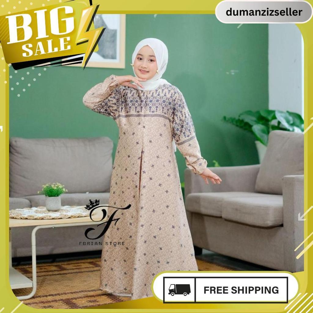 Cod Baju Gamis Anak Perempuan Motif Armani Silk Premium Elegan Terbaru Seragaman Couple Keluarga Ter