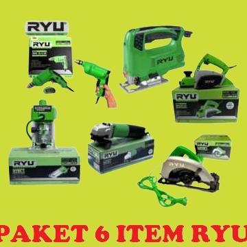 FREE ONGKIR PROMO SALE RYU PAKET 6 ITEM POWER TOOLS MESIN BOR+MESIN SERUT KAYU+MESIN ROUTER/PROFIL+M
