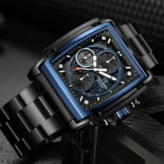 Jam Tangan Pria Evans Jayden 9619 Rantai Stainless Steel Chronograph Kaca Sapphire Water Resistant 5