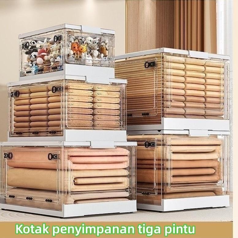 Storage Box Lipat  Transparan kotak plastik kotak penyimpanan plastik Kapasitas ekstra besar kontain
