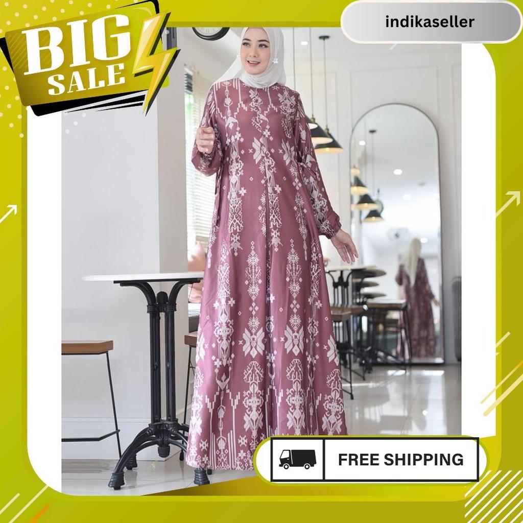 Gamis Silk Premium Motif Elegan | Gamis Wanita Muslimah Jumbo Ld 130 Termurah