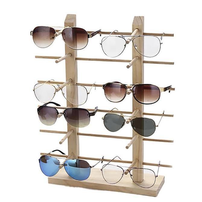 CARACAV Tempat kacamata/Rak display kacamata kayu