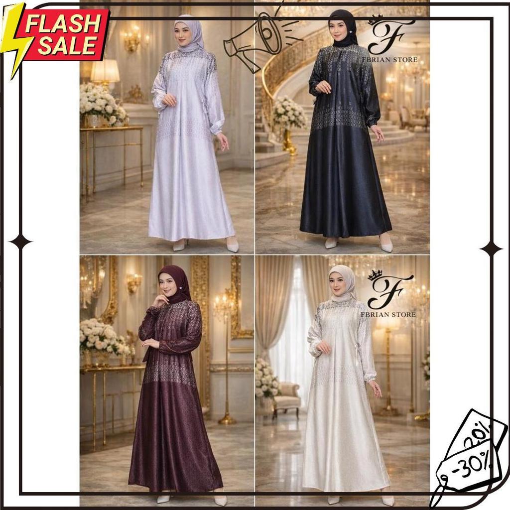 Gamis Silk Premium Motif Elegan | Gamis Wanita Muslimah Jumbo Ld 130 Siap Kirim
