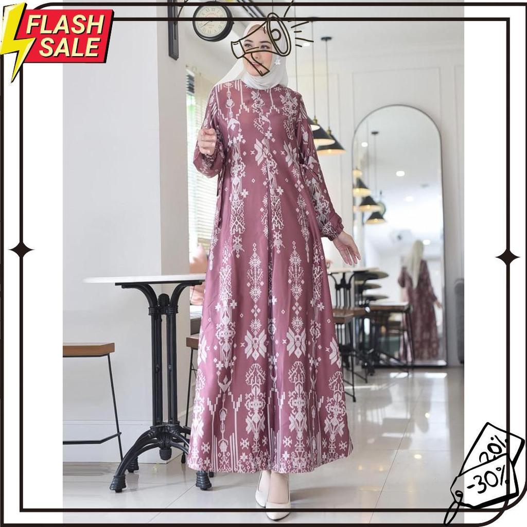 Gamis Silk Premium Motif Elegan | Gamis Wanita Muslimah Jumbo Ld 130 Gratis Ongkir