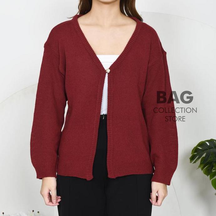 DF325 - BMahyra Cardigan Kancing Satu Outer Rajut Atasan Wanita Kekinian Korean Style