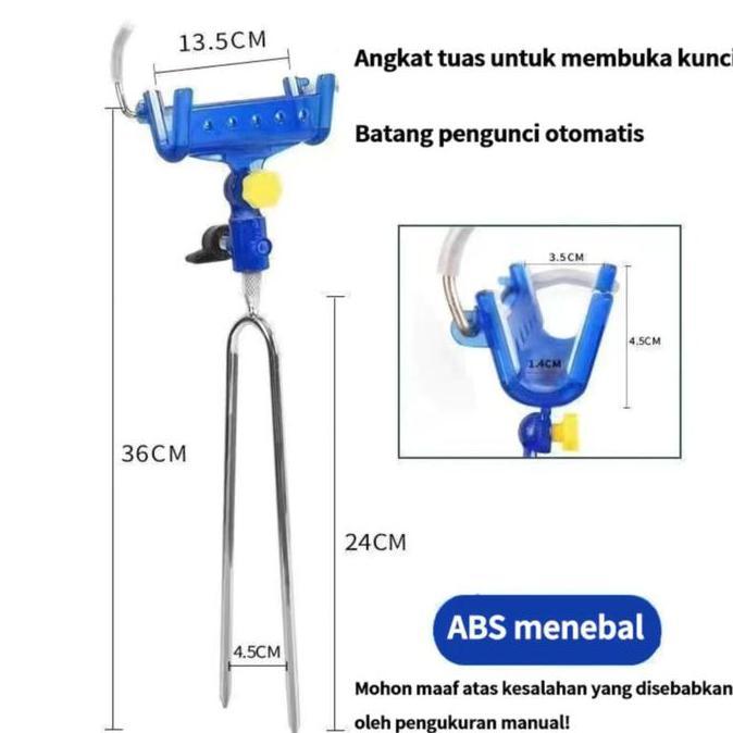 ROKAROKEON Tempat Joran Pancing Otomatis Lock Unlock Anti Tarik Ikan Gede Bahan ABS Tebal Kuat Panja