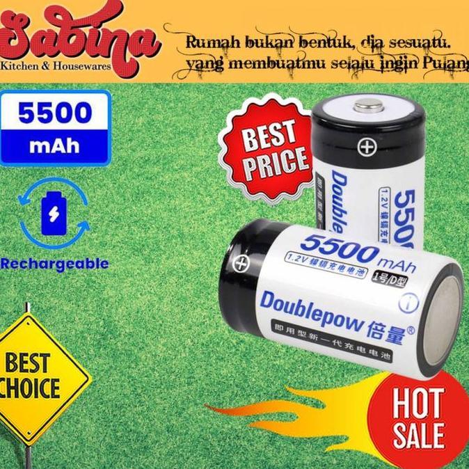 LEZARA Baterai Cas Isi Ulang Tipe D Rechargeable 1.2V 5500mAh 2 PCS