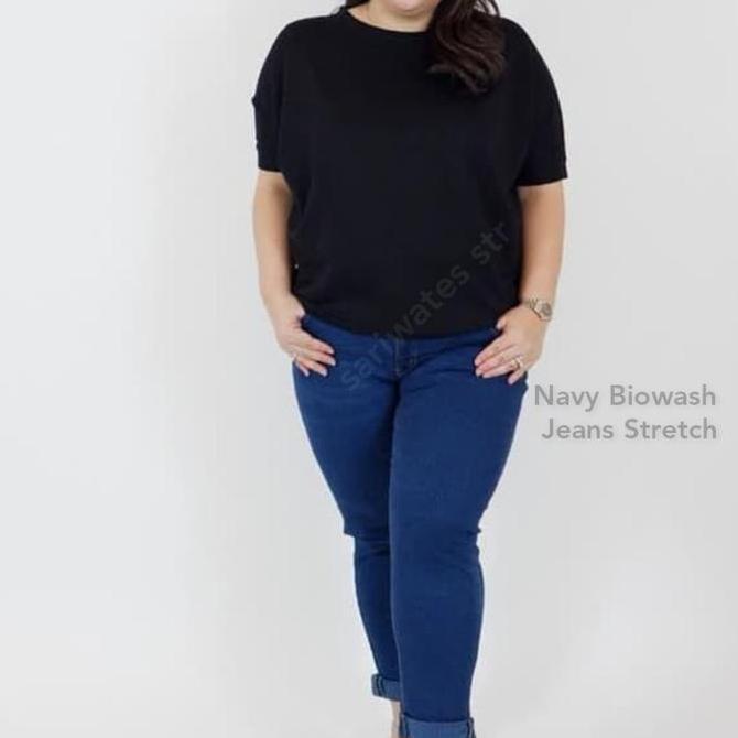 DS36 - Celana Jeans Wanita Jumbo Hitam Big Size XXL XXXL Celana Jeans Cewek 38 39 40 41 42