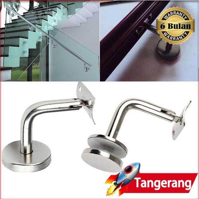 TOKOKUSHOP 60x60 mm Bracket Handrail Kaca Stainless Railing Tangga Balkon Kaca