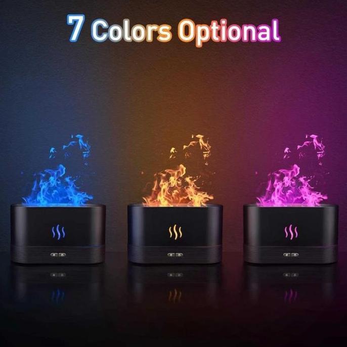 OSHAKAN Flame Air Humidifier Diffuser Essential Oil Aromatherapy 3 Colors USB