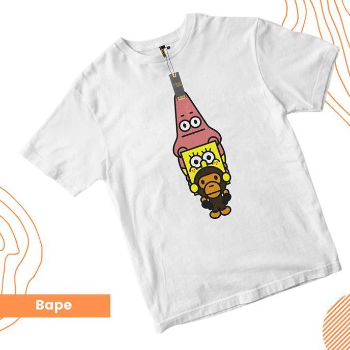 BL140 - Baju Kaos Anak Bape SpongeBob Patrick Usia 1 2 3 4 5 6 7 8 9 10 Tahun Cotton Katun Perempuan