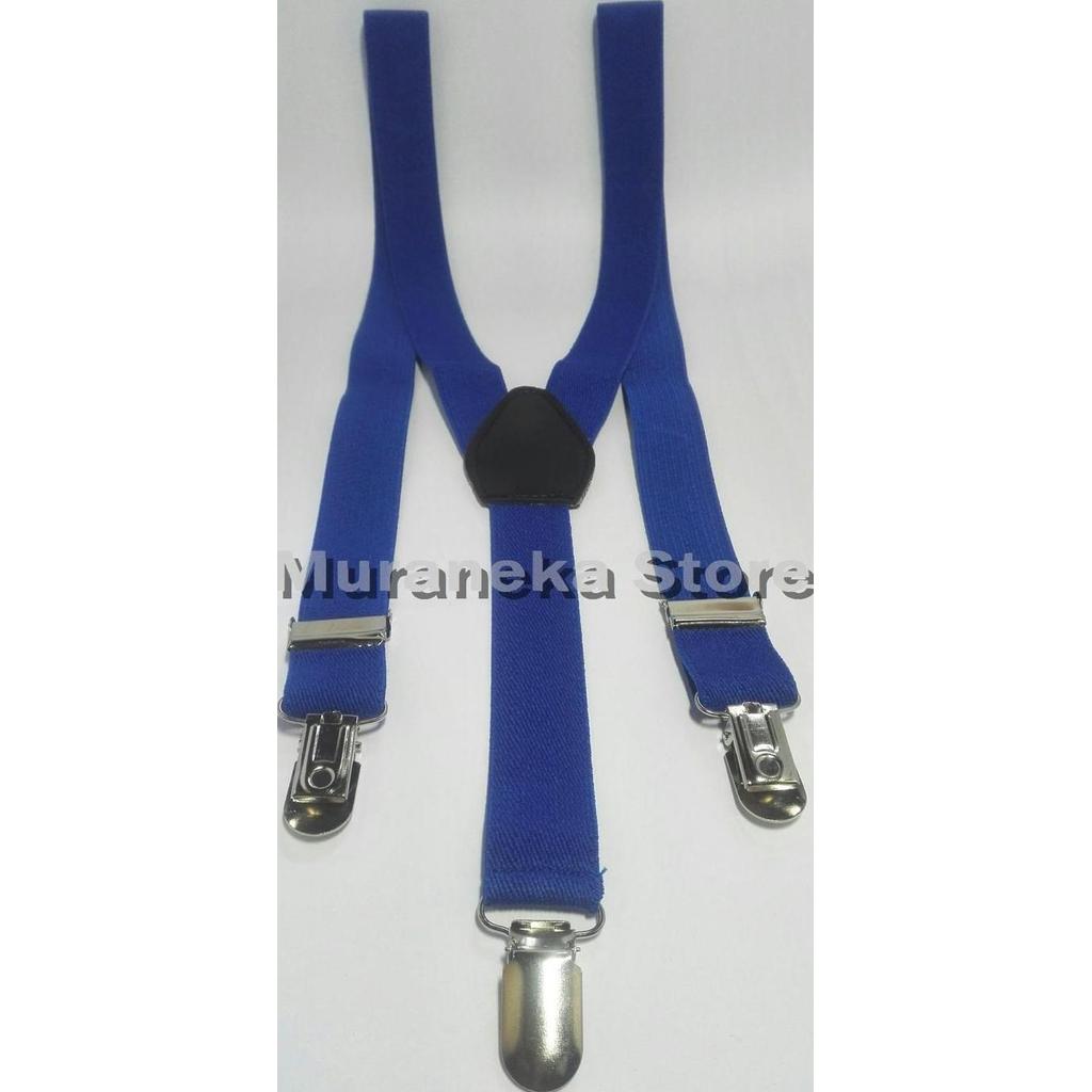 Bretel Suspender Biru Baju Dewasa Polos Tali Kodok Jojon Jeans Denim Original