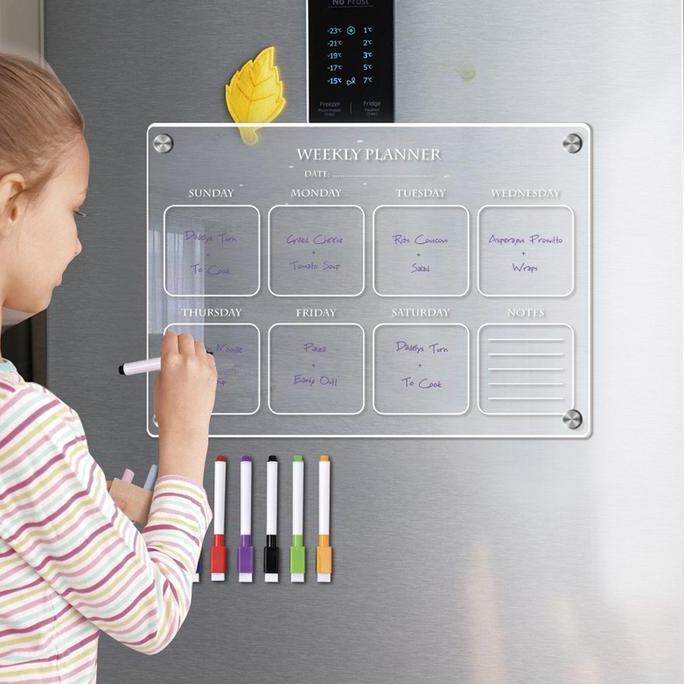 GEGEZY Weekly Monthly Planner Board Bening Transparan Schedule Board Magnetic Wall Planner Board Acr