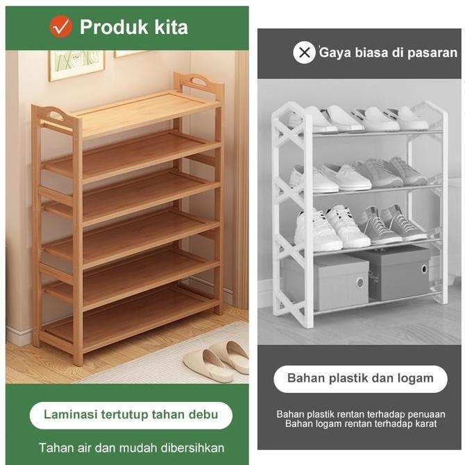 [DH]Rak Sepatu Susun Kayu Rak Bamboo Penyelenggara Rak Sandal Rak Sepatu Medan Rak Penyimpanan Lemar