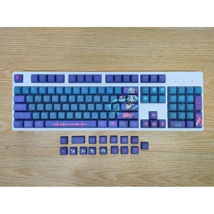TERMURAH - KEYCAPS HATSUNE MIKU ( Dark Theme ) XDA profile PBT dye sub