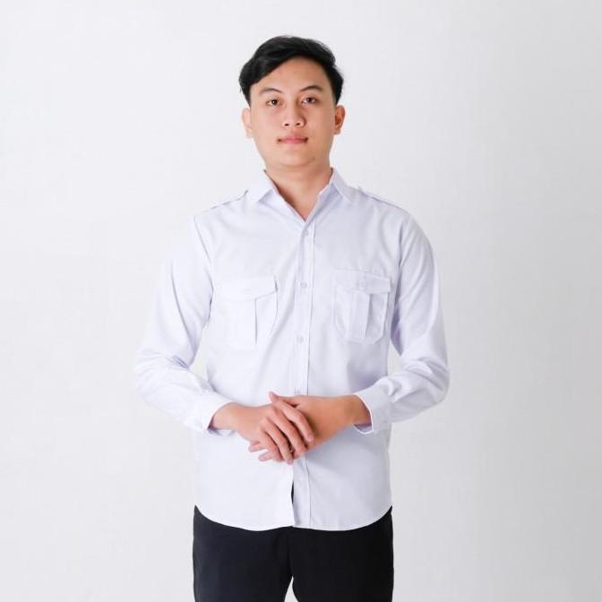 Kemeja Kerja Seragam PNS Pria Putih Baju Kerja Atasan PDH Seragam Pria
